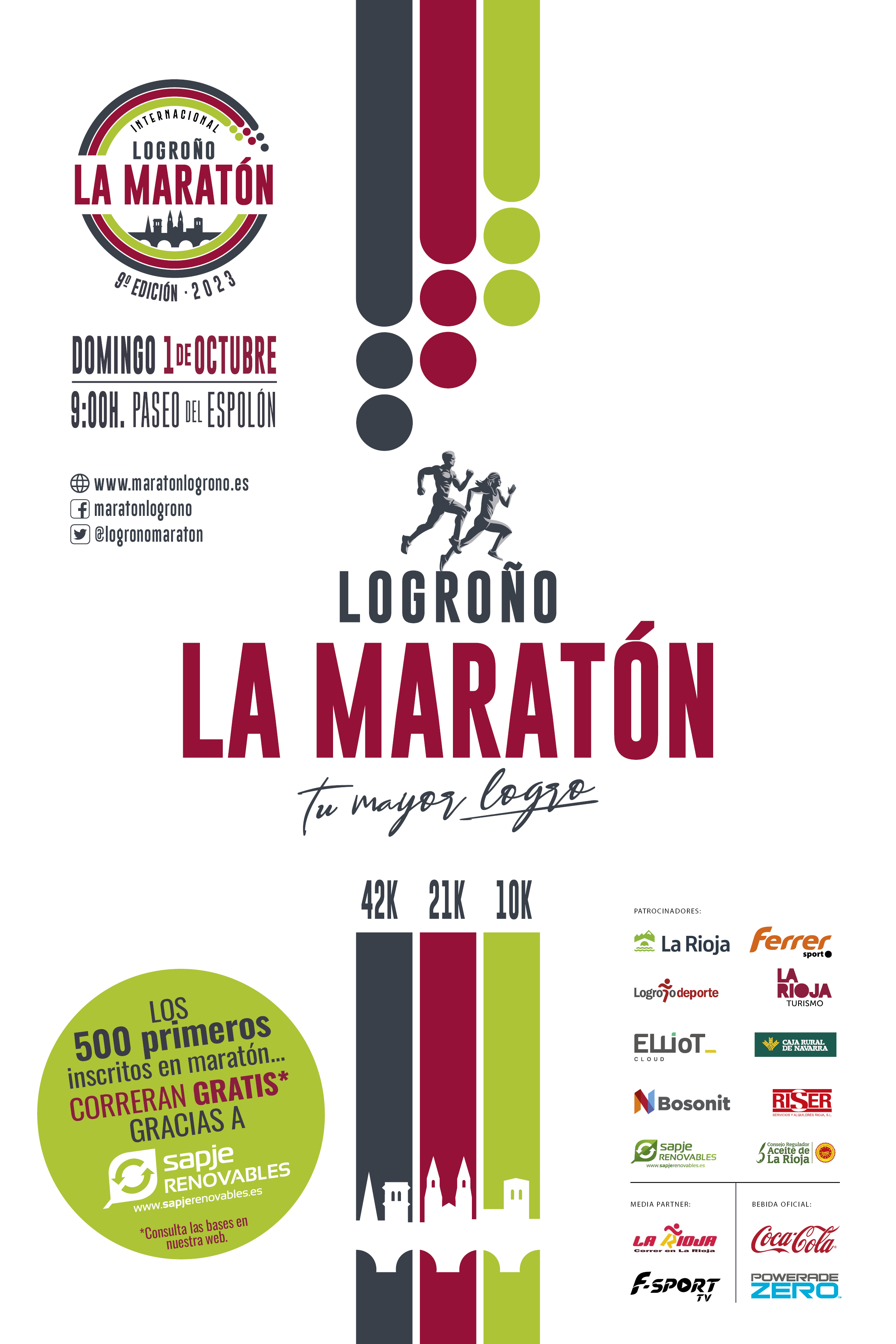 Cartel de la prueba IX Maratón y 1/2 Maratón Internacional Ciudad de Logroño